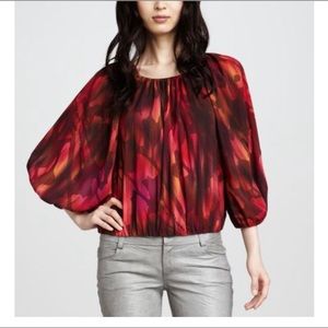 Alice + Olivia Multicolor Moe Peasant Top